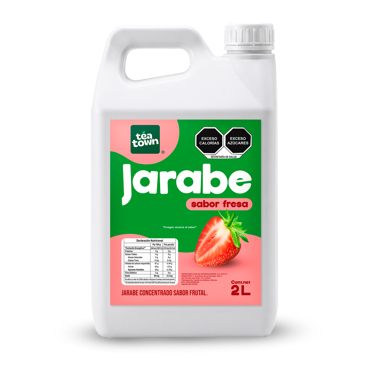 Concentrado de Fresa para bubble tea Tea Town, botella de 1.8 litros