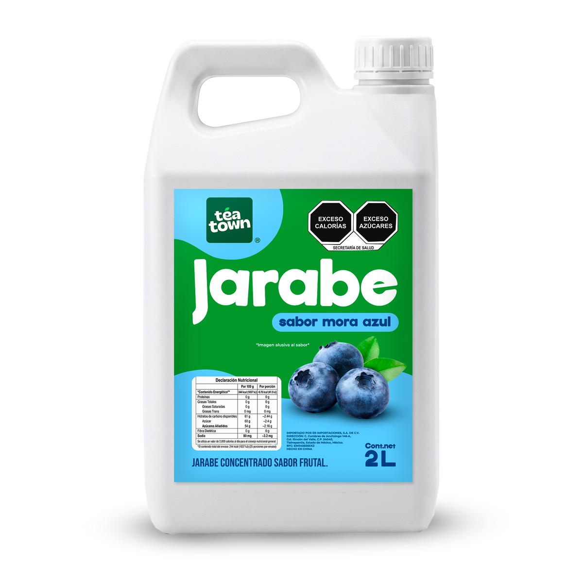 Concentrado de Blueberry para bubble tea Tea Town, botella de 1.8 litros