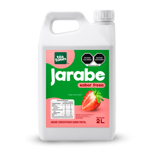 Concentrado de Fresa para bubble tea Tea Town, botella de 1.8 litros