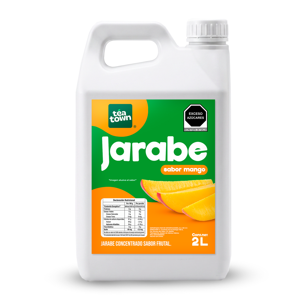 Concentrado de Mango para bubble tea Tea Town, botella de 1.8 litros