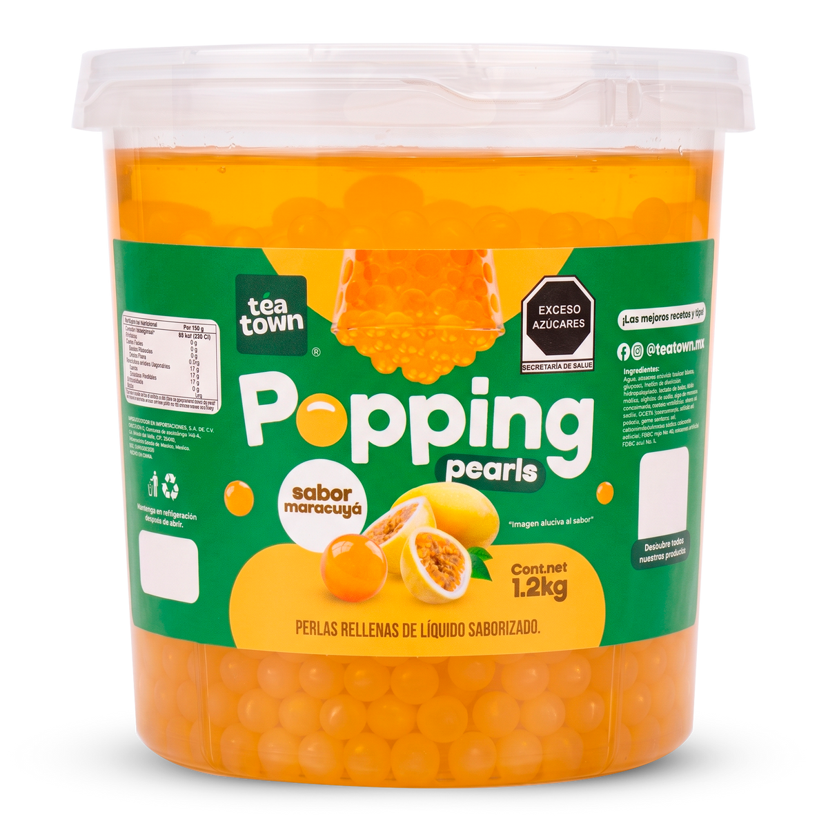 Popping boba (perlas explosivas) de Maracuyá Tea Town, presentación 1.2 kg