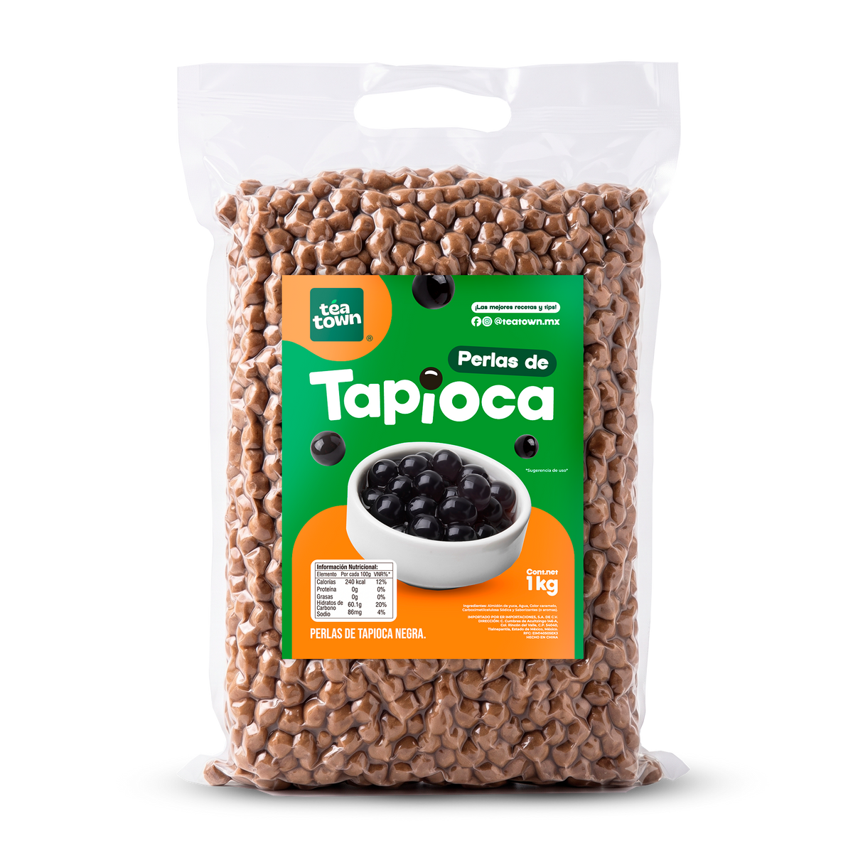Perlas de tapioca negra para bubble tea Tea Town, bolsa de 1 kg