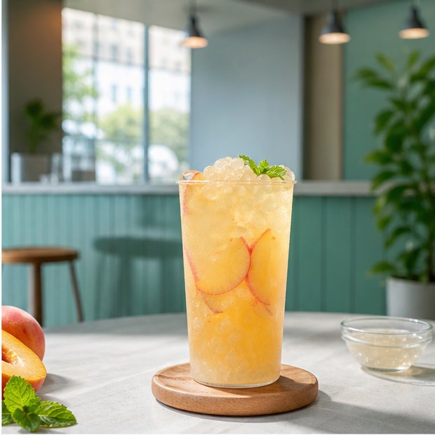 Durazno Crystal Tea en cafetería