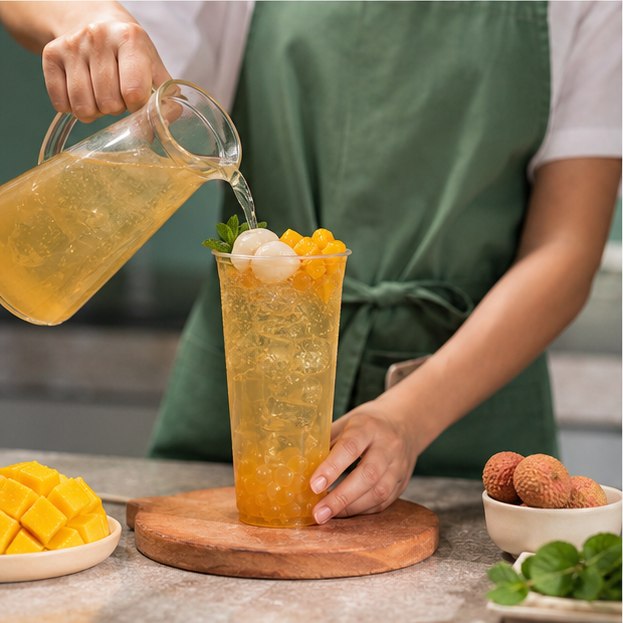 Preparación de Lychee Mango Fizz