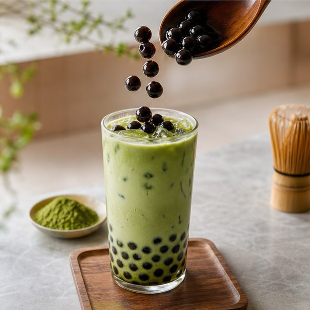 Ingredientes de Matcha con Tapioca