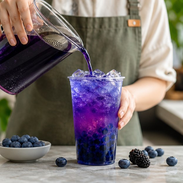 Preparación de Mora Azul Bubble Tea